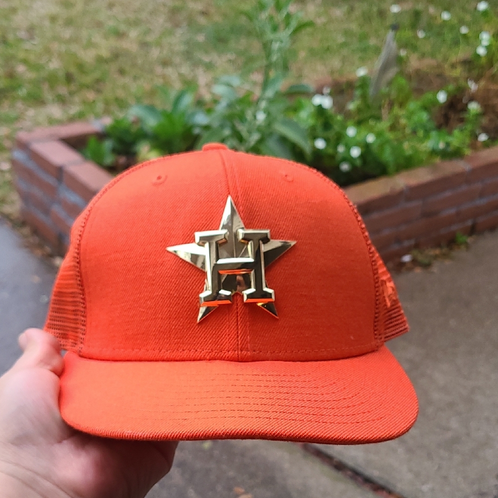 New Era Bright Orange Cap with Gold Accent